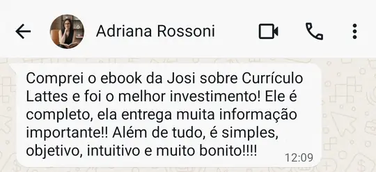 Depoimento de Adriana Rossoni sobre o ebook de Currículo Lattes